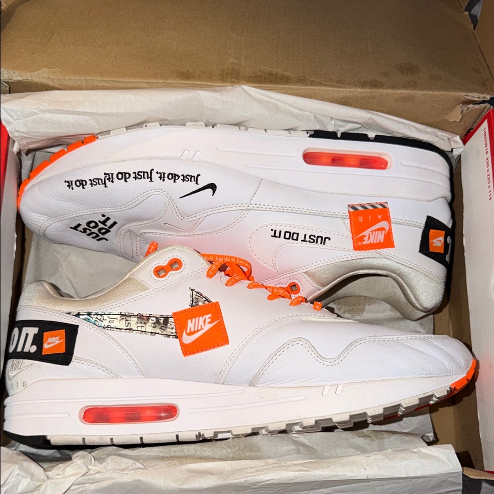 2018-NIKE-AIR MAX JUST DO IT- WHITE/ORANGE-SIZE 11.5‎ men